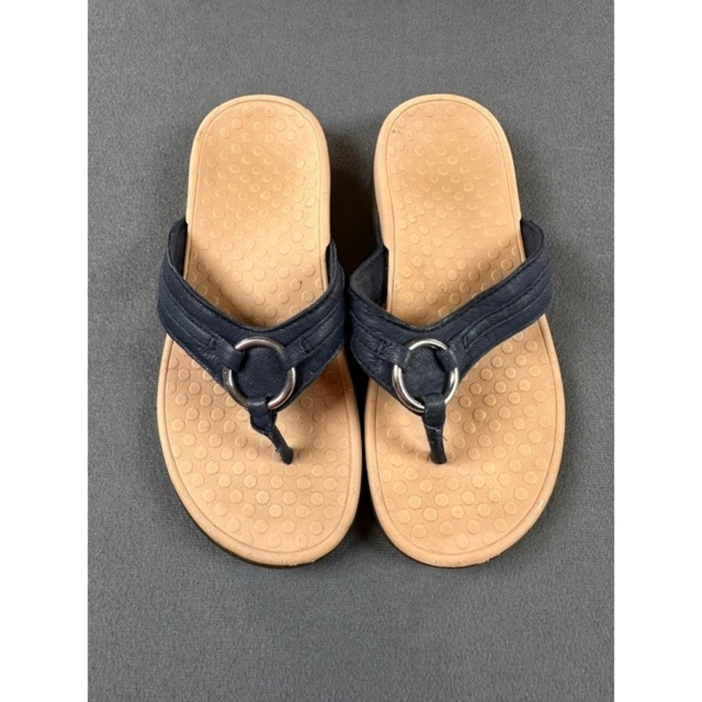 Vionic Rest Amber Sandals Women's 5 Navy Blue Thong Orthotic Comfort Flip Flop
